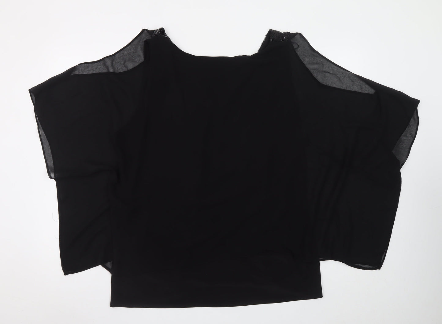 Wallis Women’s Black Chiffon Beaded Kimono Sleeve Blouse XL