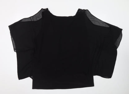 Wallis Women’s Black Chiffon Beaded Kimono Sleeve Blouse XL