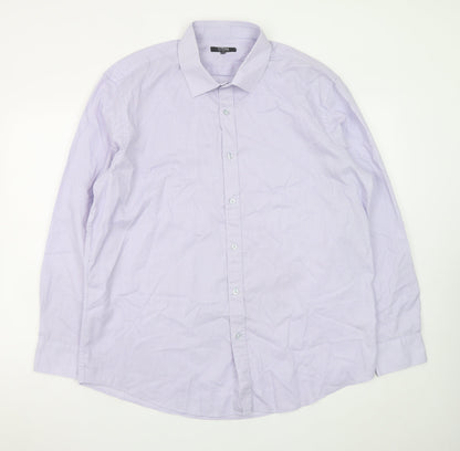 Dunnes Stores Men's Lilac Check Formal Dress Shirt 17.5in Collar 44-45cm