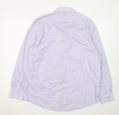 Dunnes Stores Men's Lilac Check Formal Dress Shirt 17.5in Collar 44-45cm