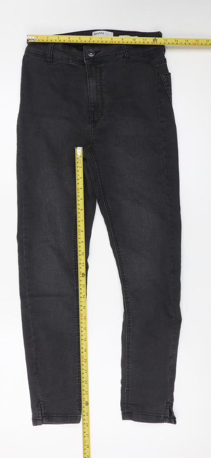 Bershka Women Black Size 10 Skinny High Rise Jeans