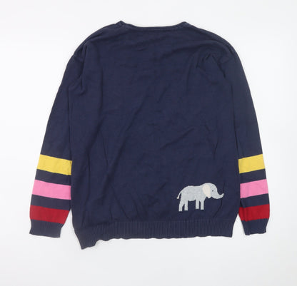 Frugi Women’s Navy Organic Cotton Elephant Jumper Size 10