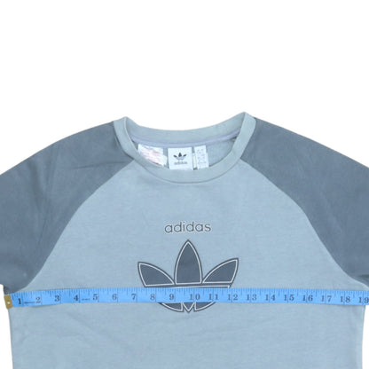 adidas Boys Grey Colourblock Pullover Sweatshirt 13-14 Years