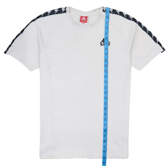 Kappa Men's White Short Sleeve Logo Tape Crew Neck T-Shirt Large