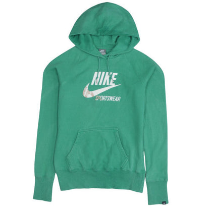 Nike Womens Green Pullover Hoodie UK 12/14 Sportswear Logo Sweatshirt