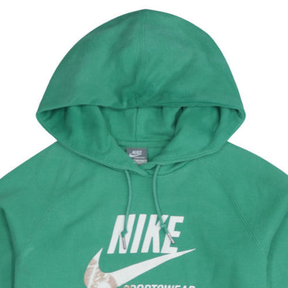 Nike Womens Green Pullover Hoodie UK 12/14 Sportswear Logo Sweatshirt