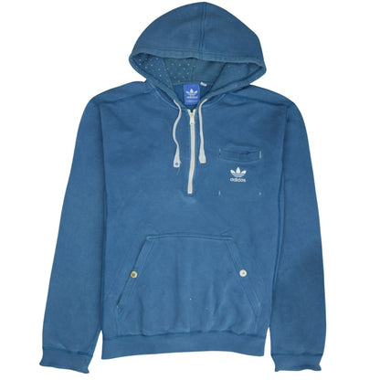 Adidas Men's Blue 1/2 Zip Hoodie Size L Logo Sportswear