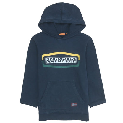 Napapijri Blue Logo Pullover Hoodie Teens S Fleece Cotton