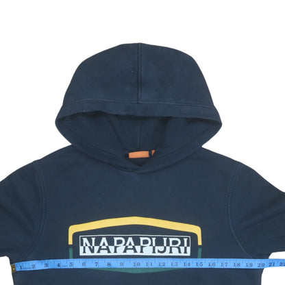 Napapijri Blue Logo Pullover Hoodie Teens S Fleece Cotton