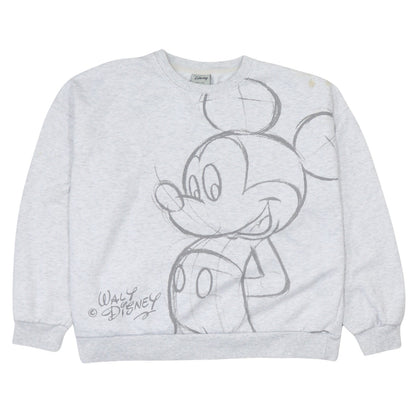 Disney Women Grey Mickey Mouse Graphic Pullover Sweatshirt L 14/16