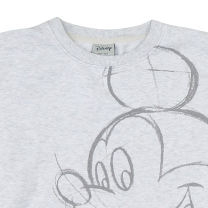 Disney Women Grey Mickey Mouse Graphic Pullover Sweatshirt L 14/16