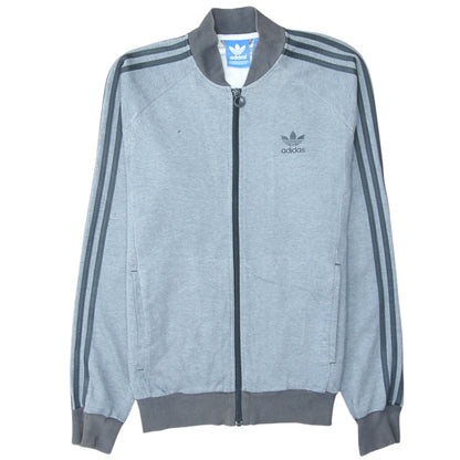 Adidas Men's Grey Full Zip Sweatshirt Small Classic Logo Track Style