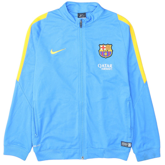 Nike Boys Blue Barcelona Full Zip Sweatshirt 12-13 Years Dri-FIT Polyester