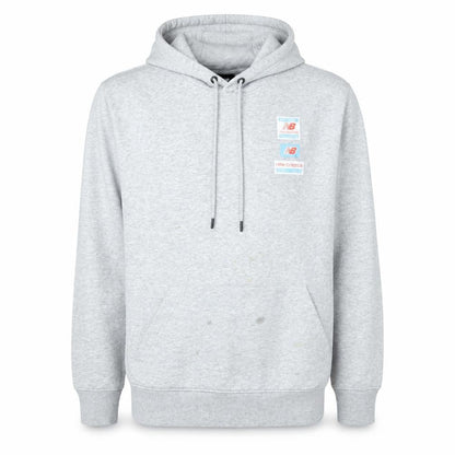 New Balance Mens Grey Pullover Hoodie M Graphic Athletic Style