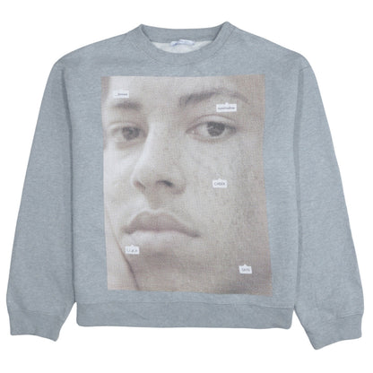 Zara Woman Grey Graphic Face Print Sweatshirt Size M