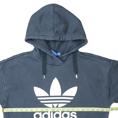 Adidas Women Navy Blue Pullover Hoodie Size 10 Hooded Logo Sweatshirt