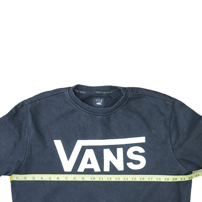 Vans Men's Black Large Logo Crew Neck Pullover Sweatshirt