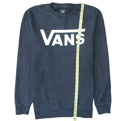 Vans Men's Black Large Logo Crew Neck Pullover Sweatshirt