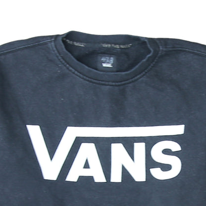 Vans Men's Black Large Logo Crew Neck Pullover Sweatshirt
