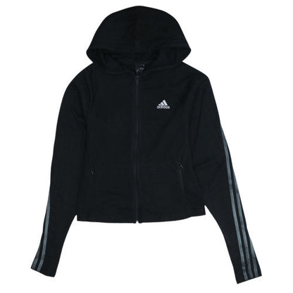 Adidas Womens Black Full Zip Hoodie Size 8-10 Fleece Lined Sportswear