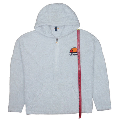 Ellesse Women’s White 1/4 Zip Hooded Pullover Sweatshirt UK 10