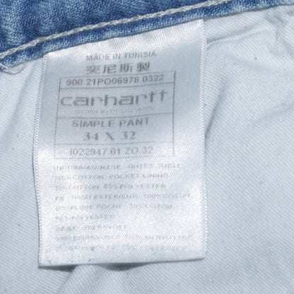 Carhartt Mens Blue 34x32 Straight Relaxed Fit Denim Jeans
