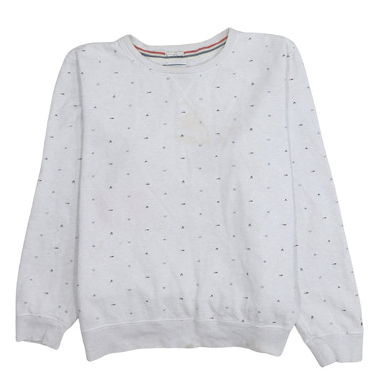 Hilfiger Denim Mens White XL Pullover Sweatshirt Classic Crew Neck
