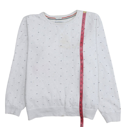 Hilfiger Denim Mens White XL Pullover Sweatshirt Classic Crew Neck