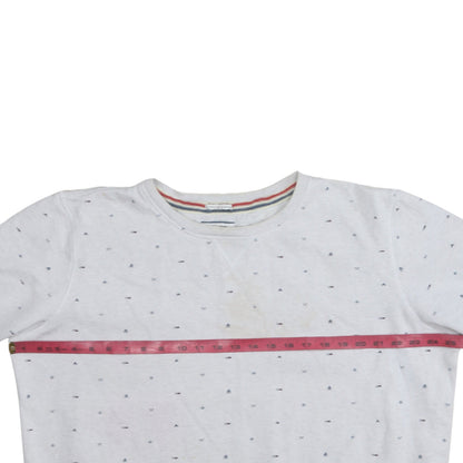 Hilfiger Denim Mens White XL Pullover Sweatshirt Classic Crew Neck