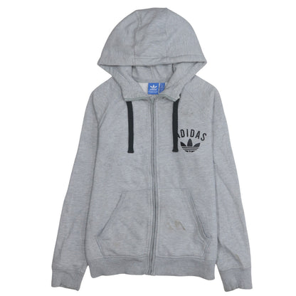 Adidas Women Grey Full Zip Hoodie Medium Classic Cotton Blend