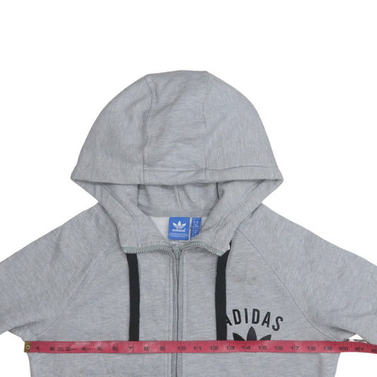 Adidas Women Grey Full Zip Hoodie Medium Classic Cotton Blend