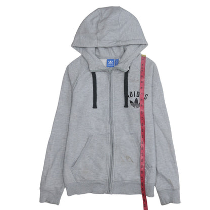 Adidas Women Grey Full Zip Hoodie Medium Classic Cotton Blend