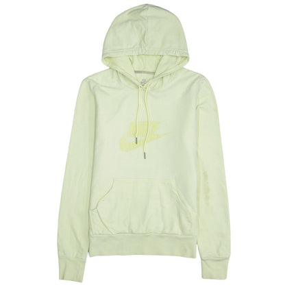 Nike Women Light Yellow Pullover Hoodie Size L Logo Graphic Sweatshirt