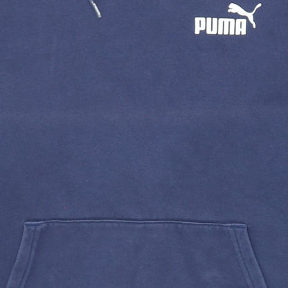 Puma Men's Blue Pullover Hoodie Size M Regular Fit Logo Sportswear