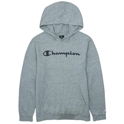 Champion Boys Grey Pullover Hoodie XL 13-14 Years Logo Print Cotton Blend