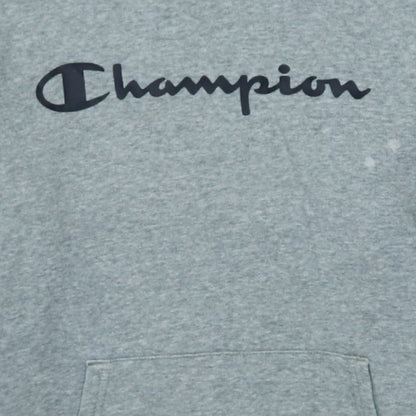 Champion Boys Grey Pullover Hoodie XL 13-14 Years Logo Print Cotton Blend