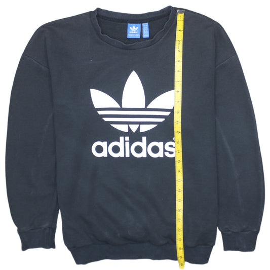 Adidas Women Black Crew Neck Trefoil Logo Pullover Sweatshirt Size 8