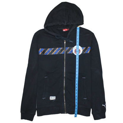 Puma Mens Black Full Zip Hoodie L Football Graphic Print Sportswear