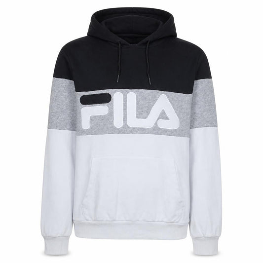 Front view of Fila women’s xs black grey white pullover hoodie cotton blend