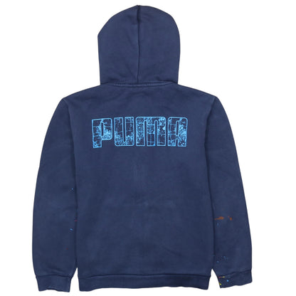 Puma Boys Navy Blue Full Zip Hoodie 13-14 Years Cotton Blend Logo Print