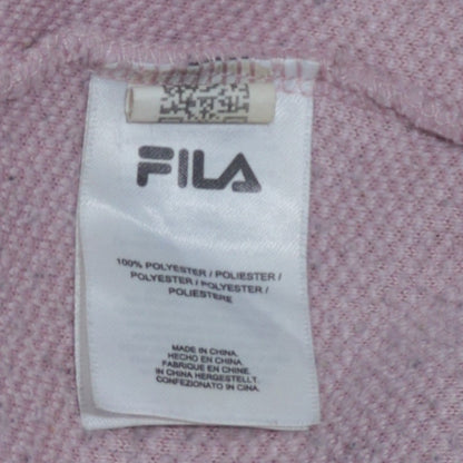 FILA Women Beige Fleece Full Zip Jacket L Sports Casual