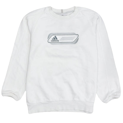 Adidas Boys White Crew Neck Pullover Sweatshirt Size 164 Regular Fit