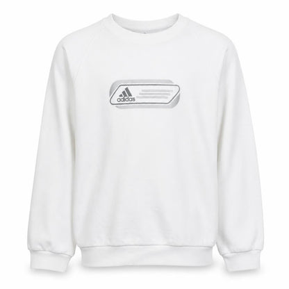 Adidas Boys White Crew Neck Pullover Sweatshirt Size 164 Regular Fit