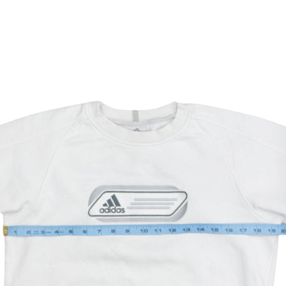 Adidas Boys White Crew Neck Pullover Sweatshirt Size 164 Regular Fit