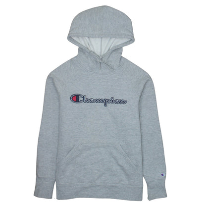 Champion Mens Grey Embroidered Logo Hoodie Medium Pullover Athletic