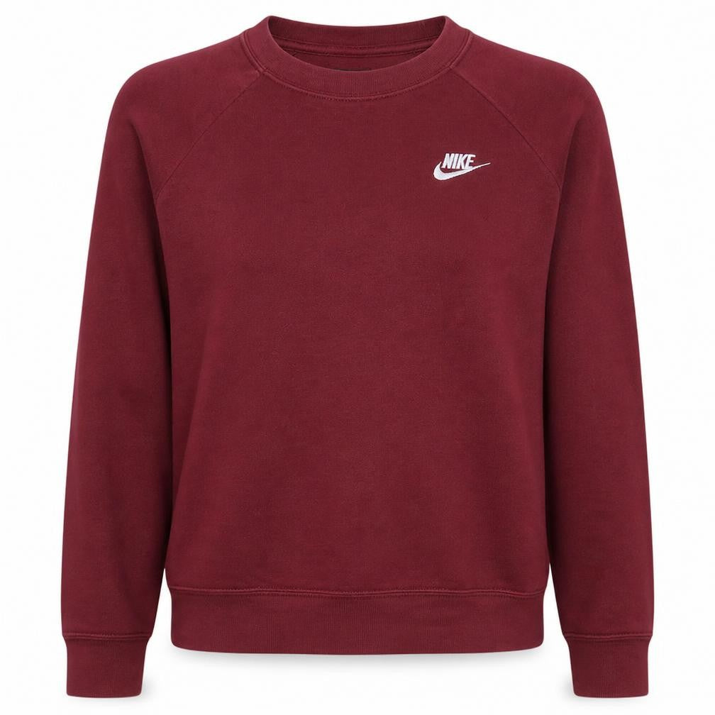 Nike Womens Burgundy Crew Neck Sweatshirt Size S Classic Logo Pullover