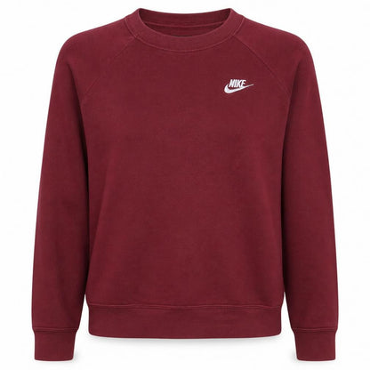 Nike Womens Burgundy Crew Neck Sweatshirt Size S Classic Logo Pullover