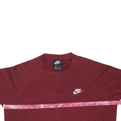 Nike Womens Burgundy Crew Neck Sweatshirt Size S Classic Logo Pullover