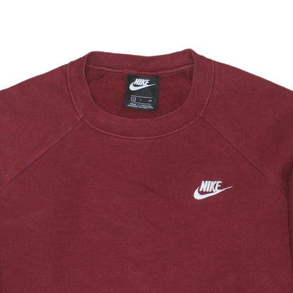 Nike Womens Burgundy Crew Neck Sweatshirt Size S Classic Logo Pullover