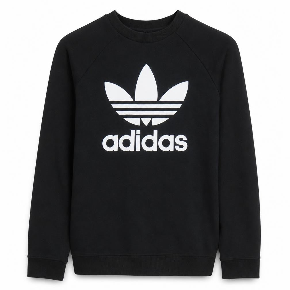 Adidas Womens Black Size 12 Crew Neck Logo Pullover Sweatshirt